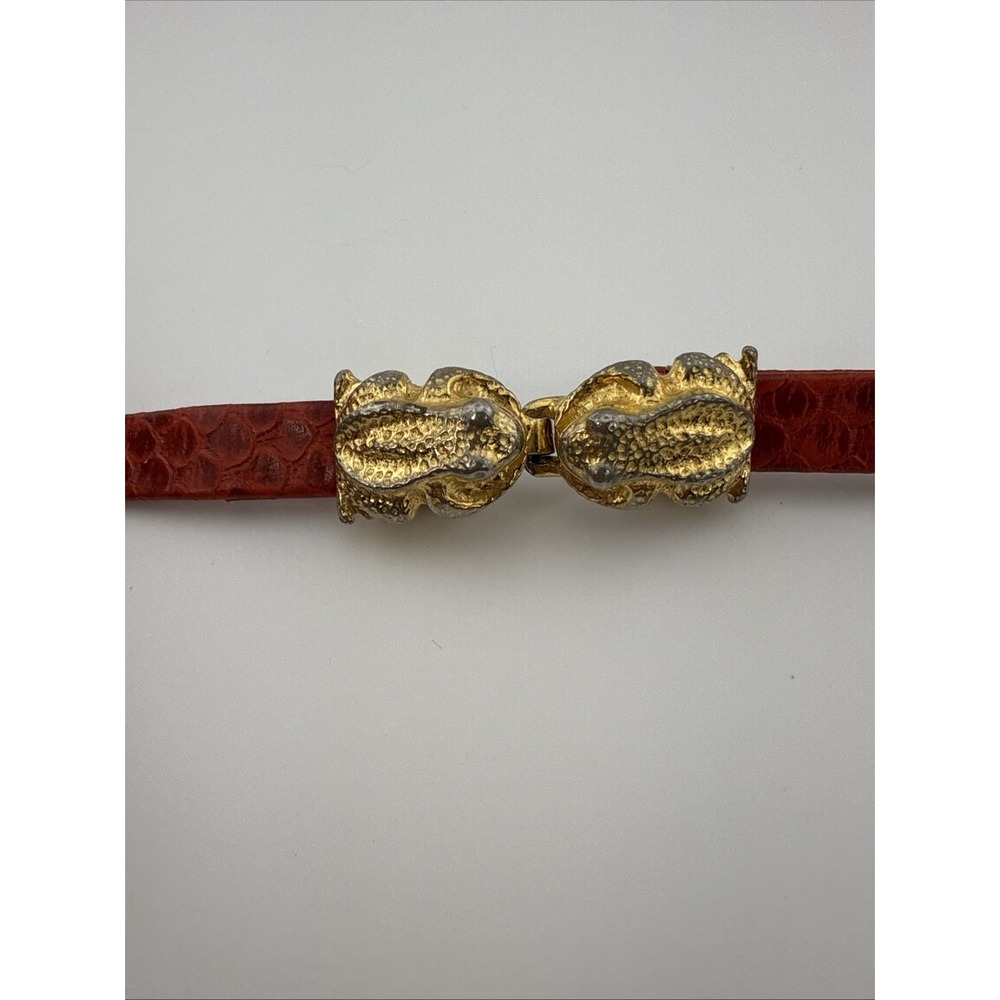 Mimi DI N Vintage Frog Belt Red Reptile Style 973 34-35 Inches